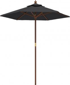 vidaXL Parasol ogrodowy na drewnianym słupku, czarny, 196x231 cm 2