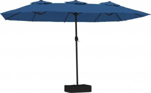 vidaXL vidaXL Podwójny parasol ogrodowy z LED, niebieski, 449x245 cm 2