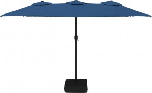 vidaXL vidaXL Podwójny parasol ogrodowy z LED, niebieski, 449x245 cm 4