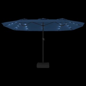 vidaXL vidaXL Podwójny parasol ogrodowy z LED, niebieski, 449x245 cm 6
