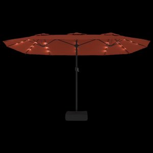 vidaXL vidaXL Podwójny parasol ogrodowy z LED, terakotowy, 449x245 cm 6