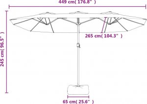 vidaXL vidaXL Podwójny parasol ogrodowy z LED, terakotowy, 449x245 cm 10