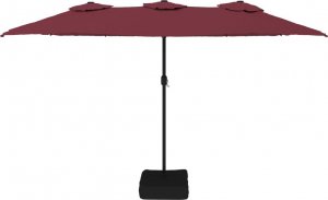 vidaXL vidaXL Podwójny parasol ogrodowy z LED, bordowy, 449x245 cm 4