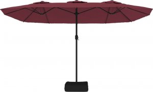 vidaXL vidaXL Podwójny parasol ogrodowy z LED, bordowy, 449x245 cm 5