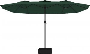 vidaXL vidaXL Podwójny parasol ogrodowy z LED, zielony, 449x245 cm 5