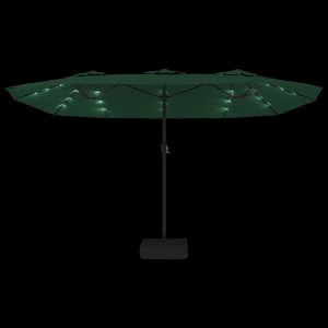 vidaXL vidaXL Podwójny parasol ogrodowy z LED, zielony, 449x245 cm 6
