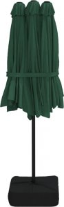 vidaXL vidaXL Podwójny parasol ogrodowy z LED, zielony, 449x245 cm 7