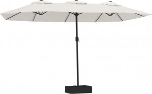 vidaXL Podwójny parasol ogrodowy z LED, piaskowa biel, 449x245 cm 2