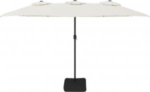 vidaXL Podwójny parasol ogrodowy z LED, piaskowa biel, 449x245 cm 4