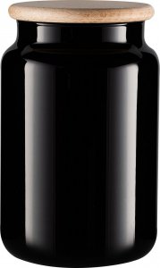 Trend Glass Zestaw czarnych słoików do przechowywania z drewnianymi deklami Carissa Black&White 3x970 ml 2