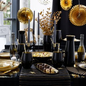 Trend Glass Szklanki do napojów czarno-złote Phoebe Great Gatsby 624 ml 12