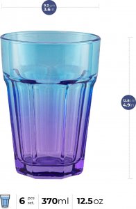 Trend Glass Szklanki do wody i napojów Gigi ombre fioletowo - niebieskie 425 ml 3