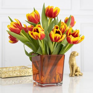 Trend Glass Pojemnik dekoracyjny pomarańczowy na kwiaty i kompozycje Violet Color Accent 4