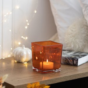 Trend Glass Pojemnik dekoracyjny pomarańczowy na kwiaty i kompozycje Violet Color Accent 5