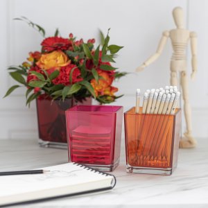 Trend Glass Pojemnik dekoracyjny pomarańczowy na kwiaty i kompozycje Violet Color Accent 6