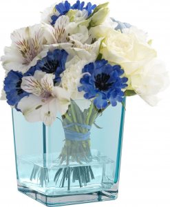 Trend Glass Pojemnik dekoracyjny turkusowy na kwiaty i kompozycje Violet Color Accent 1