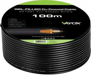 Vayox Przewód koncentryczny 1.02 Cu + 32x0.12mm Cu CC1-100GEL czarny Vayox 100m 1