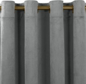 Homede Homede Zasłona VILA klasyczna velvetowa na złotych przelotkach 200x225 grafitowa 1