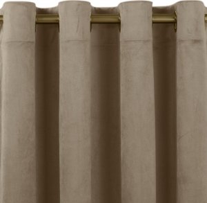 Homede Homede Zasłona VILA velvetowa na złotych przelotkach 135x300 beżowa 1