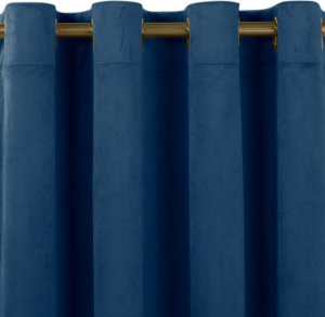 Homede Homede Zasłona VILA velvetowa na złotych przelotkach 135x300 indygo 1