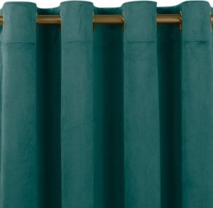 Homede Homede Zasłona VILA velvetowa na złotych przelotkach 200x245 morska 1