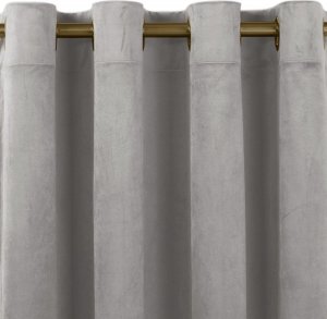 Homede Homede Zasłona VILA velvetowa na złotych przelotkach 135x300 szara 1