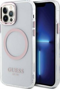 Guess Etui Guess GUHMP12MHTRMP Apple iPhone 12/12 Pro różowy/pink hard case Metal Outline Magsafe 1