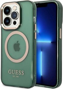 Guess Guess GUHMP14XHTCMA iPhone 14 Pro Max 6,7" zielony/khaki hard case Gold Outline Translucent MagSafe 1