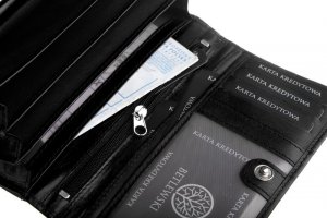 Betlewski BETLEWSKI Skórzany portfel damski BASIC 9