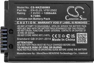 Akumulator Cameron Sino Akumulator Bateria Typ En-el25 Enel25 Do Nikon Z50 / Z50 Zfc / Z30 / Z Fc 3