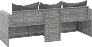 vidaXL 3-osobowa sofa ogrodowa z poduszkami, szara, polirattan 6