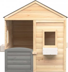 vidaXL Domek do zabawy, z drzwiczkami i doniczkami, drewno jodłowe 2
