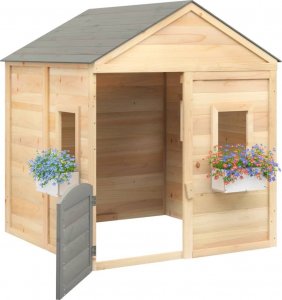 vidaXL Domek do zabawy, z drzwiczkami i doniczkami, drewno jodłowe 5