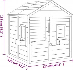 vidaXL Domek do zabawy, z drzwiczkami i doniczkami, drewno jodłowe 10