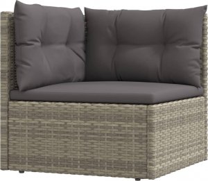 vidaXL Narożny moduł sofy z poduszkami, szary, polirattan 2