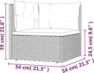 vidaXL Narożny moduł sofy z poduszkami, szary, polirattan 8