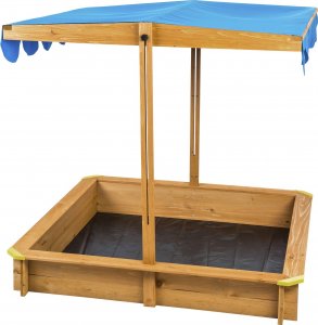 Tectake Piaskownica Emilia z regulowanym dachem 120x120x120cm - niebieski 2