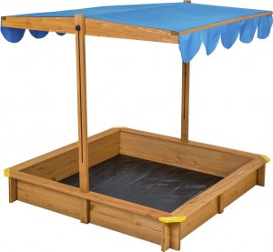 Tectake Piaskownica Emilia z regulowanym dachem 120x120x120cm - niebieski 3