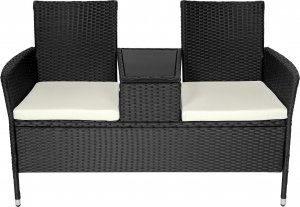 Tectake Polirattanowy zestaw ogrodowy ze stolikiem - czarny/beżowy 3