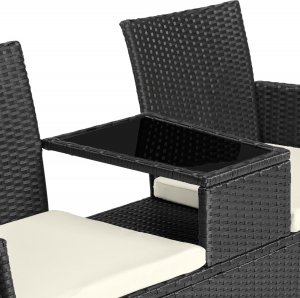 Tectake Polirattanowy zestaw ogrodowy ze stolikiem - czarny/beżowy 4