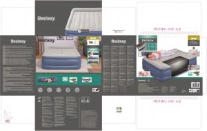 Bestway Dmuchane łóżko Tritech, 2-os., 203x152x56 cm, niebiesko-szare 10