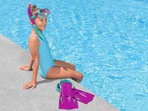 Bestway Dziecięcy Zestaw Do Nurkowania Różowy Maska, Płetwy, Rurka 25046 2