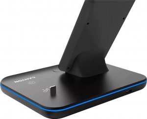 Ładowarka Canyon CANYON WS-302, 3in1 Wireless charger, with touch button for Running water light, Input 9V/2A,12V/1.5A  Output 15W/10W/7.5W/5W, Type c to USB-A cable length 1.2m,with QC18W EU plug 137*103*140mm, 0.22Kg, Black 4