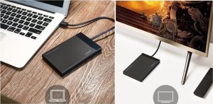 Kieszeń Ugreen Obudowa zewnętrzna dysku HDD/SSD 2,5" US221, SATA 3.0, USB-C, 50cm (czarna) 2