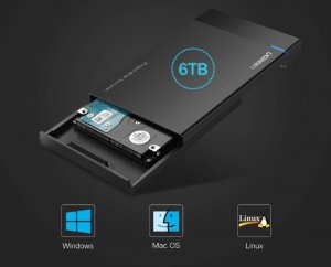 Kieszeń Ugreen Obudowa zewnętrzna dysku HDD/SSD 2,5" US221, SATA 3.0, USB-C, 50cm (czarna) 3