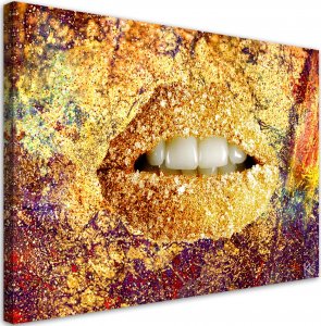 Feeby Obraz na płótnie, Abstrakcyjne złote usta 60x40 60x40 1