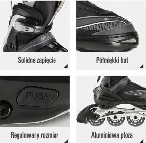 Rolki Nils Extreme NA1123A z wymienną płozą regulowane czarne r. 35-38 3