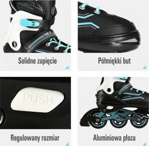 Rolki Nils Extreme NA1169A z wymienną płozą regulowane turkusowe r. 35-38 3