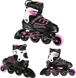 Rolki Nils Extreme NA1169A z wymienną płozą regulowane czarno-różowe r. 39-42 3