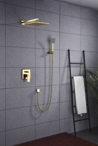 Bateria prysznicowa Blue Water Zestaw prysznicowy podtynkowy z deszczownicą i prysznicem MONACO MON-ZKP.150 kolor ZŁOTY 1